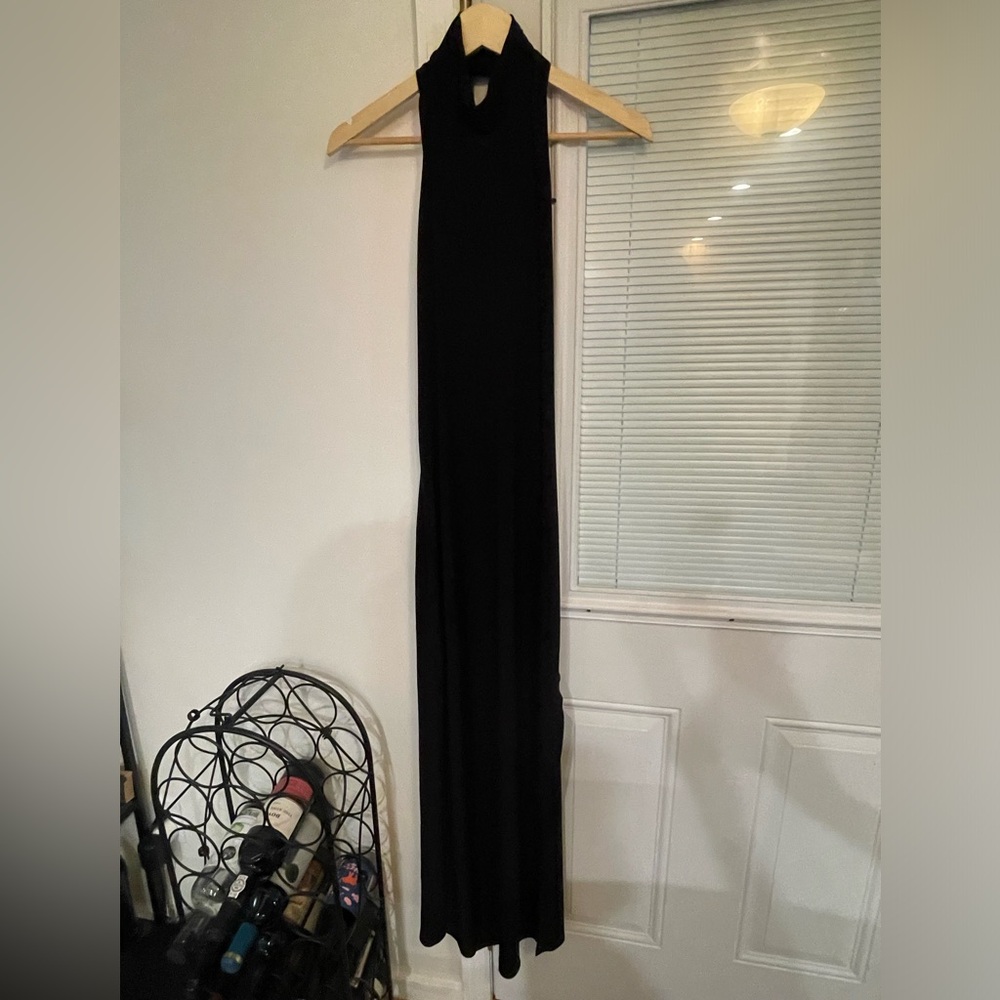 Norma Kamali Black stretchy halter dress. Size xl